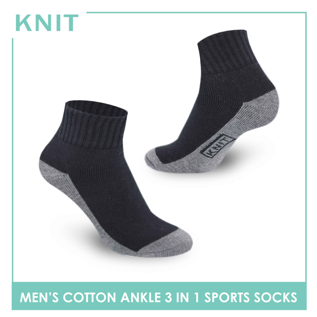 Knit Men’s Cotton Ankle 3-in-1 Thick Sports Socks KMSKG4