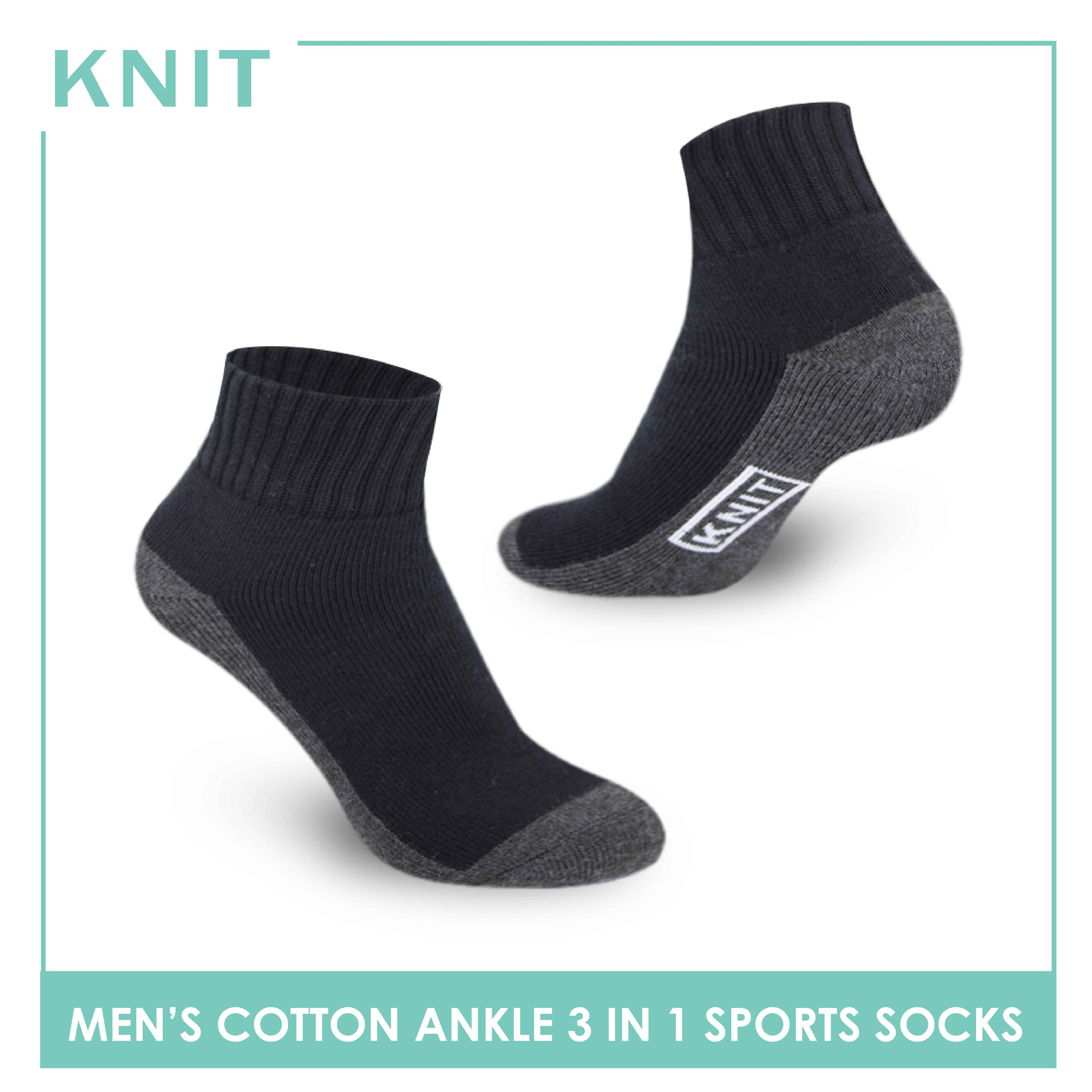 Knit Men’s Cotton Ankle 3-in-1 Thick Sports Socks KMSKG4