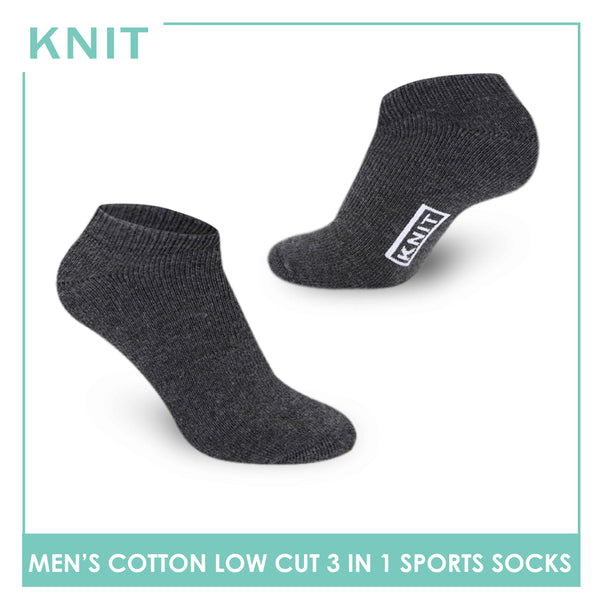 Knit Men’s Cotton Low Cut 3-in-1 Thick Sports Socks KMSKG6 (6694450069609)