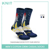 Knit Men's Space Rocket Fashion Printed Cotton Crew Casual Socks 1 pair KMC9408