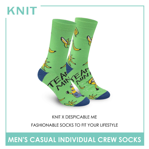 Knit Men's Minions Cotton Crew Lite Casual Socks 1 Pair KMDM1406