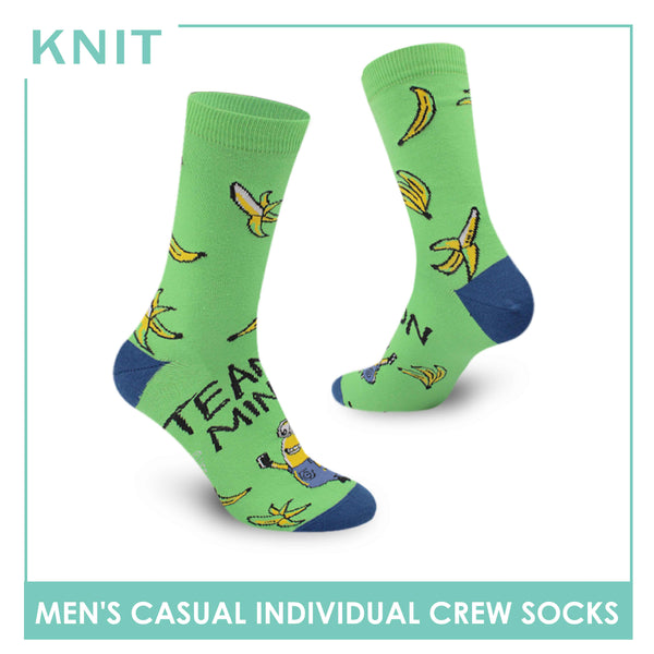 Knit Men's Minions Cotton Crew Lite Casual Socks 1 Pair KMDM1406