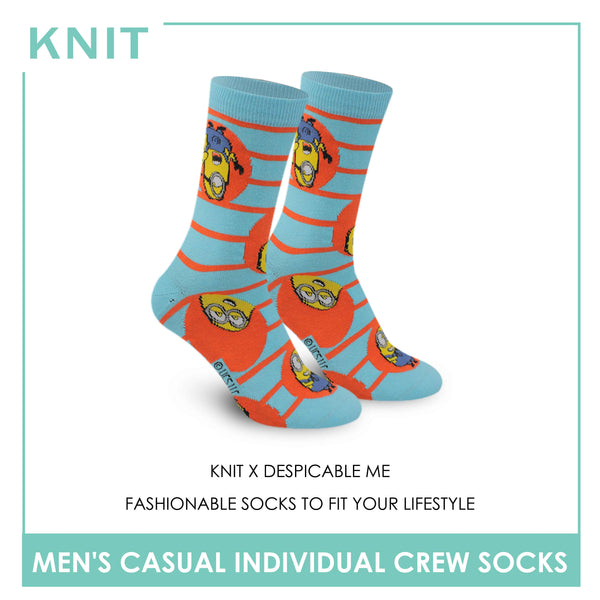 Knit Men's Minions Cotton Crew Lite Casual Socks 1 Pair KMDM1405