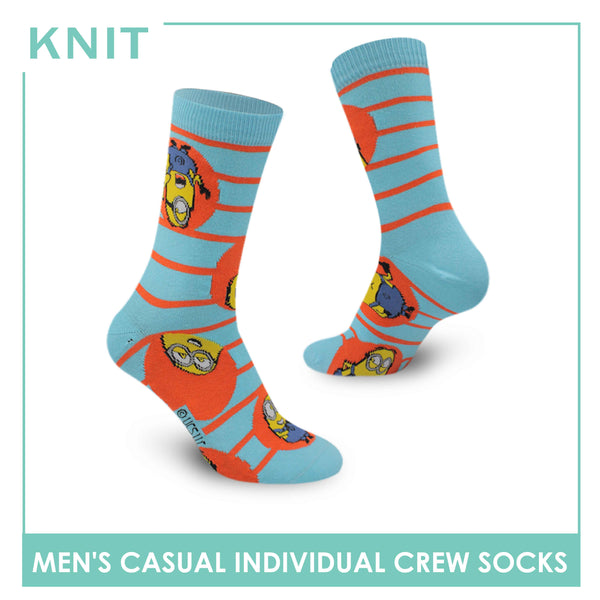 Knit Men's Minions Cotton Crew Lite Casual Socks 1 Pair KMDM1405