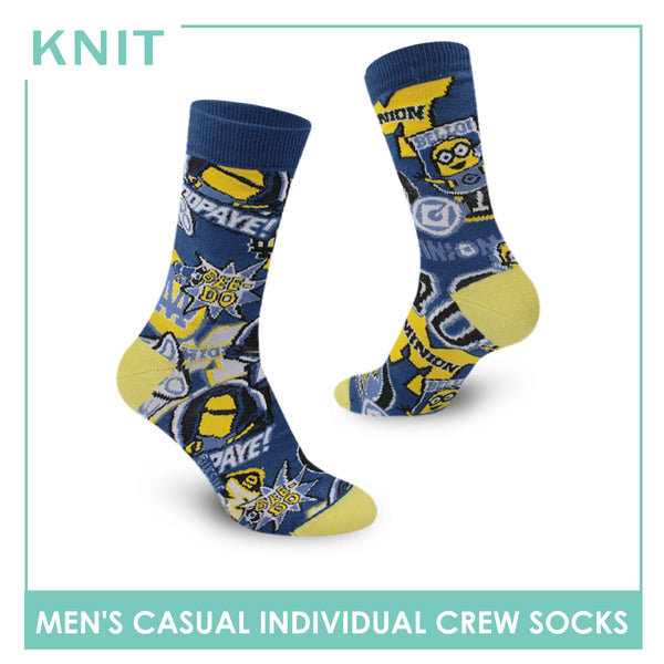 Knit Men's Minions Cotton Crew Lite Casual Socks 1 Pair KMDM1404