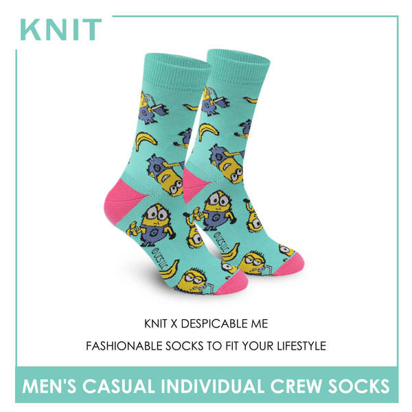 Knit Men's Minions Cotton Crew Lite Casual Socks 1 Pair KMDM1401