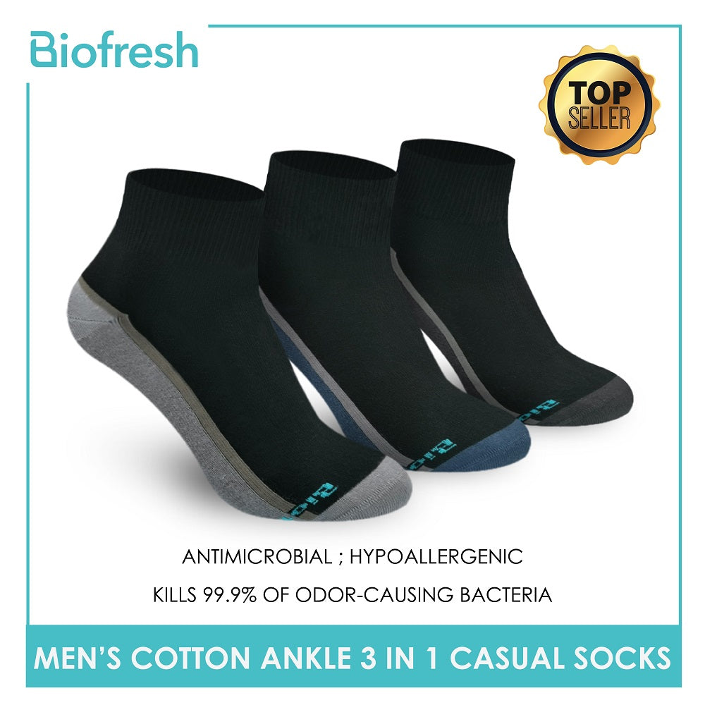 Biofresh RMCG04 Men's Cotton Ankle Casual Socks 3 pairs in a pack (4397141655657)