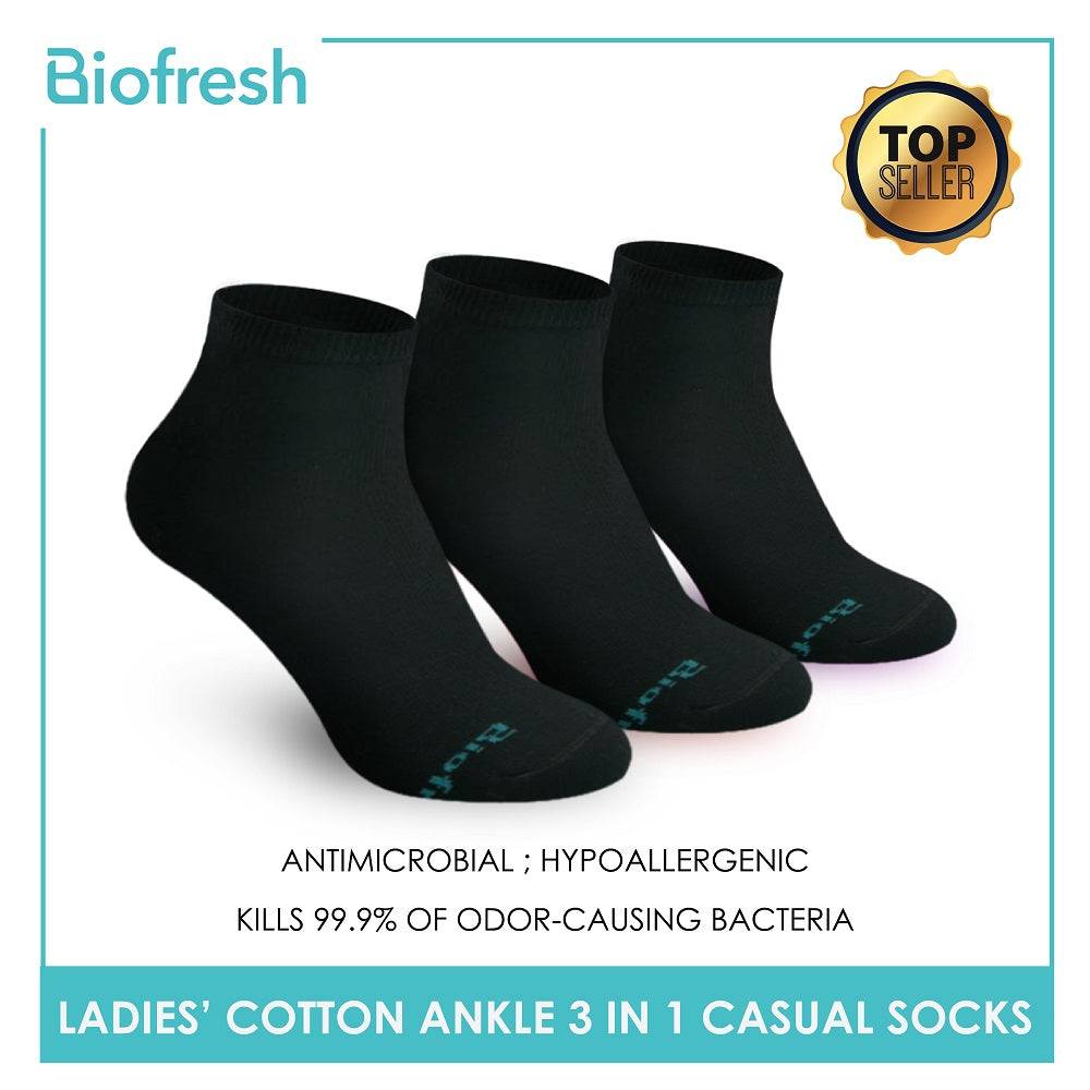 Biofresh RLCKG32 Ladies Cotton Ankle Casual Socks 3 pairs in a pack (4374843261033)