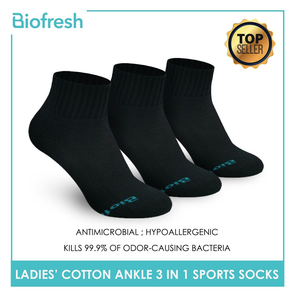 Biofresh RLSKG20 Ladies Cotton Ankle Sports Socks 3 pairs in a pack