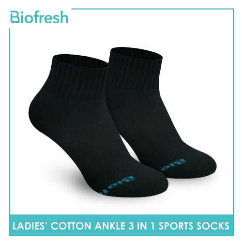 Biofresh RLSKG20 Ladies Cotton Ankle Sports Socks 3 pairs in a pack (4374865903721)