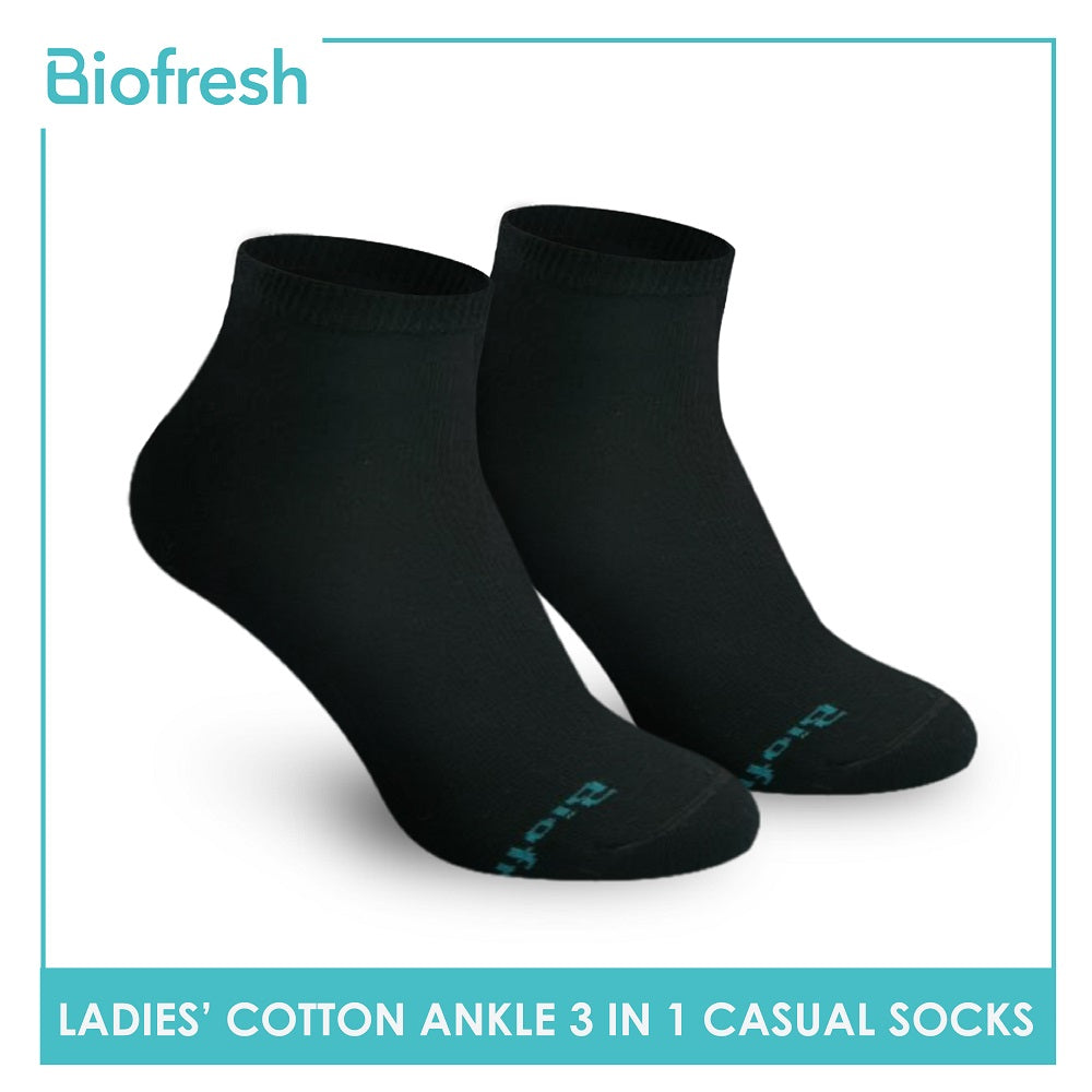 Biofresh RLCKG32 Ladies Cotton Ankle Casual Socks 3 pairs in a pack (4374843261033)