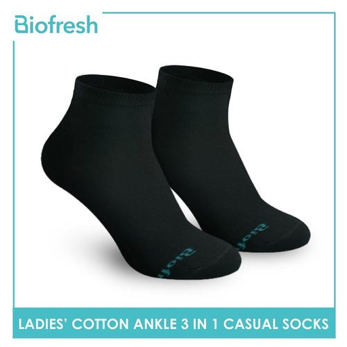 Biofresh RLCKG32 Ladies Cotton Ankle Casual Socks 3 pairs in a pack (4374843261033)