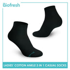 Biofresh RLCKG32 Ladies Cotton Ankle Casual Socks 3 pairs in a pack (4374843261033)