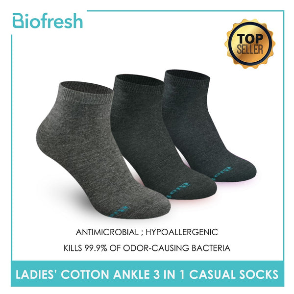 Biofresh RLCKG32 Ladies Cotton Ankle Casual Socks 3 pairs in a pack (4374843261033)