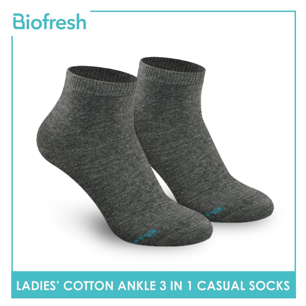 Biofresh RLCKG32 Ladies Cotton Ankle Casual Socks 3 pairs in a pack (4374843261033)