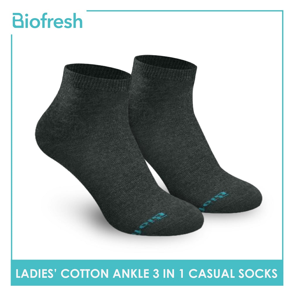 Biofresh RLCKG32 Ladies Cotton Ankle Casual Socks 3 pairs in a pack (4374843261033)