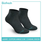 Biofresh RLCKG32 Ladies Cotton Ankle Casual Socks 3 pairs in a pack (4374843261033)