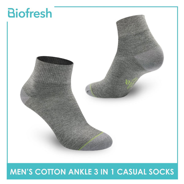 Biofresh RTMCG9402 Men's Cotton Ankle Casual Socks 3 pairs in a pack (4395609096297)