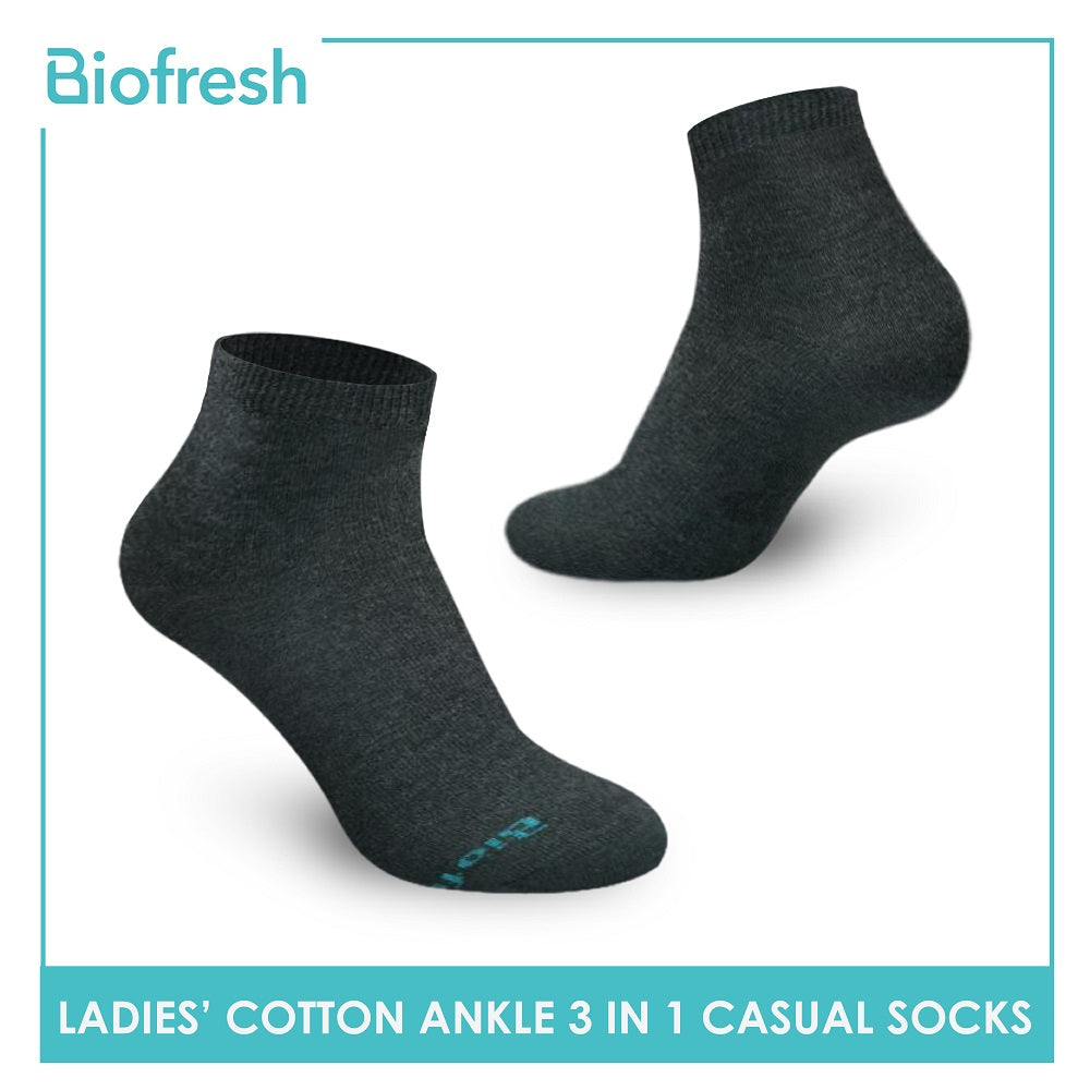 Biofresh RLCKG32 Ladies Cotton Ankle Casual Socks 3 pairs in a pack (4374843261033)