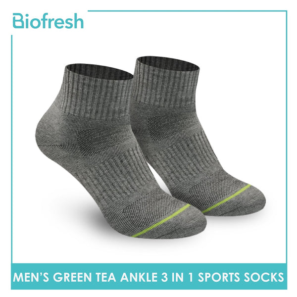 Biofresh RTMSG1801 Men's Green Tea Ankle Sports Socks 3 pairs in a pack (4357736693865)
