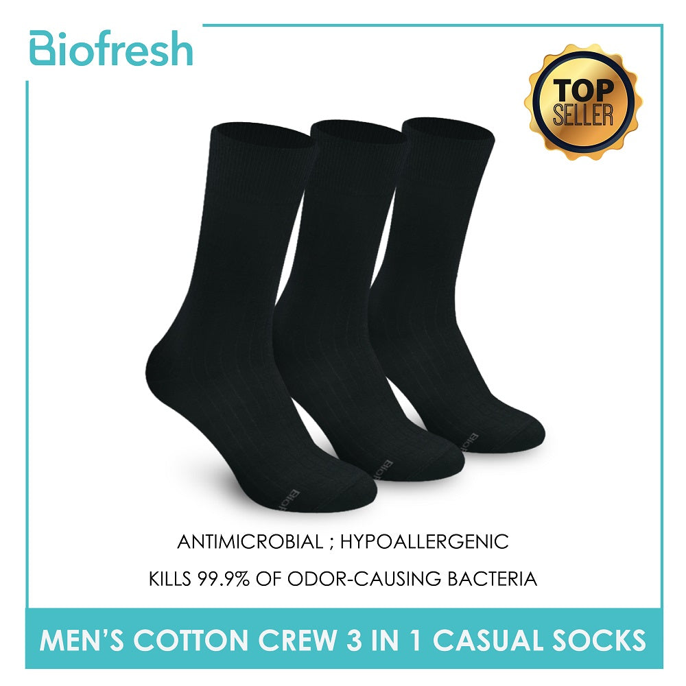 Biofresh Men’s Sweat Absorbent Cotton Lite Thin Casual Crew Socks 3 pairs in a pack RMCKG10