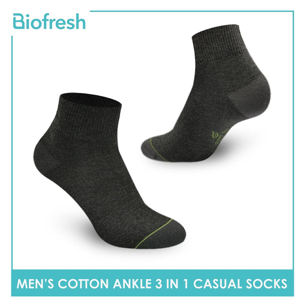 Biofresh RTMCG9402 Men's Cotton Ankle Casual Socks 3 pairs in a pack (4395609096297)