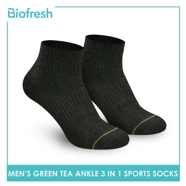 Biofresh RTMSG1801 Men's Green Tea Ankle Sports Socks 3 pairs in a pack (4357736693865)
