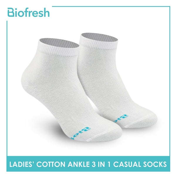 Biofresh RLCKG32 Ladies Cotton Ankle Casual Socks 3 pairs in a pack (4374843261033)