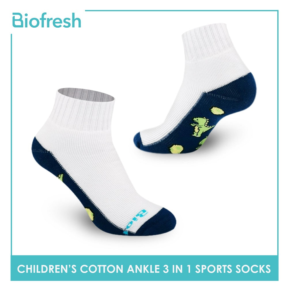 Biofresh RBSKG36 Children's Thick Cotton Ankle Sports Socks 3 pairs in a pack (4798162108521)