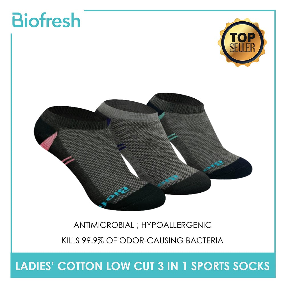 BioFresh Ladies Socks, Ladies Cotton Ankle Casual Socks, 3 Pairs/ Pack.