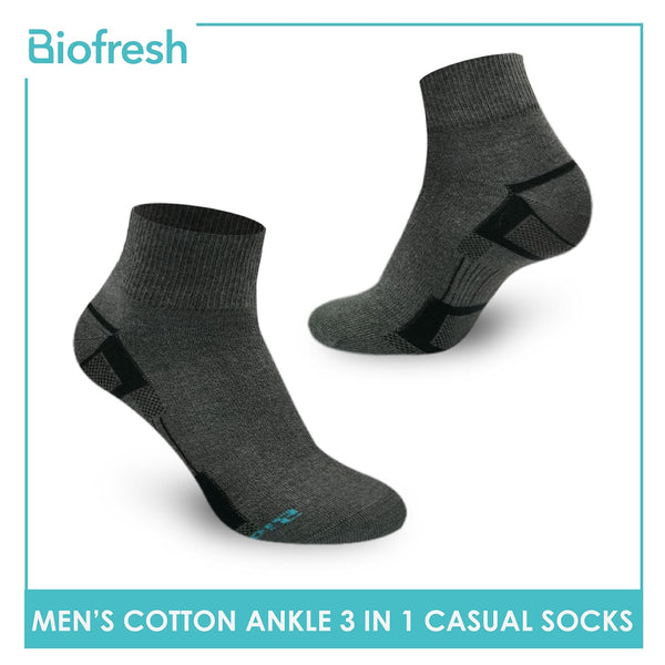 Biofresh RMCKG14 Men's Cotton Ankle Casual Socks 3 pairs in a pack (4374504636521)