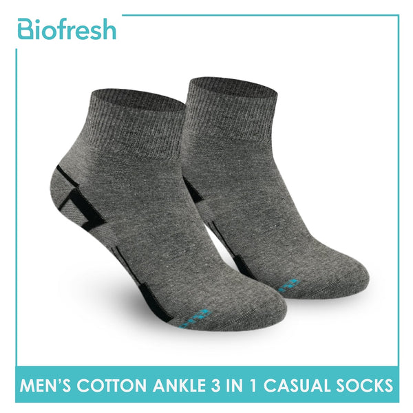 Biofresh RMCKG14 Men's Cotton Ankle Casual Socks 3 pairs in a pack (4374504636521)