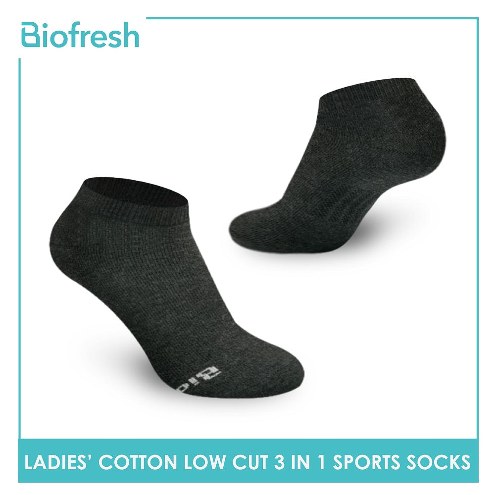 Biofresh RLSKG22 Ladies Thick Cotton Low Cut Sports Socks 3 pairs in a pack (4369419141225)