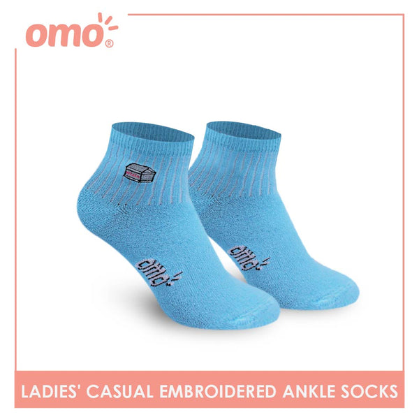 OMO Cute Korean Inspired Blue Milk Ladies'  Lite Casual Ankle Socks 1 pair OLCE1804