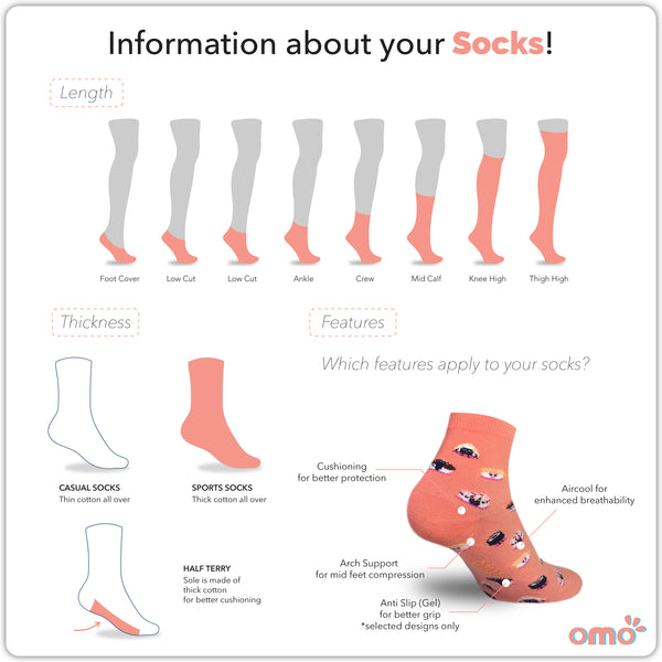 OMO OLCDM9401 Ladies Cotton Ankle Casual Socks 1 Pair (4560256598121)