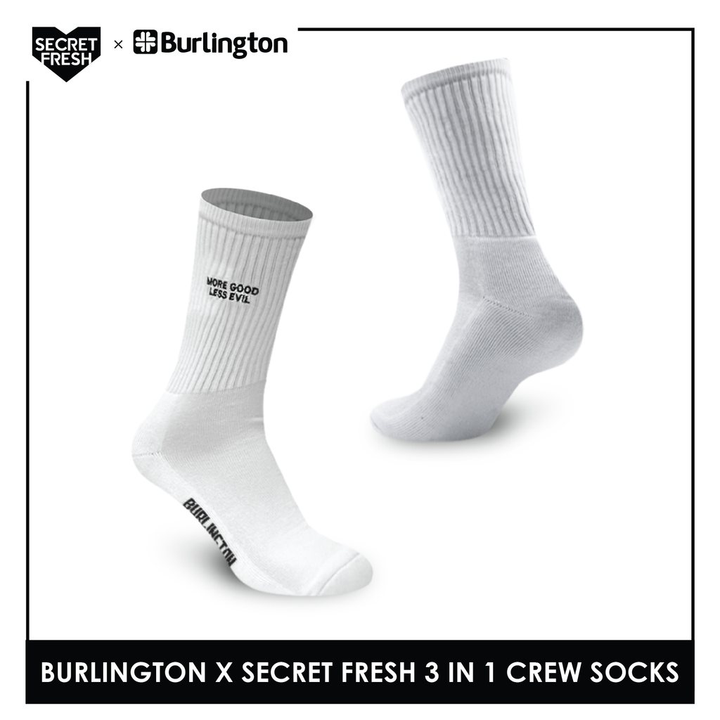 Burlington BMSSE1101 Mens' Cotton Lite Sports Crew socks X Secret Fresh Pack of 3 (6566426902633)