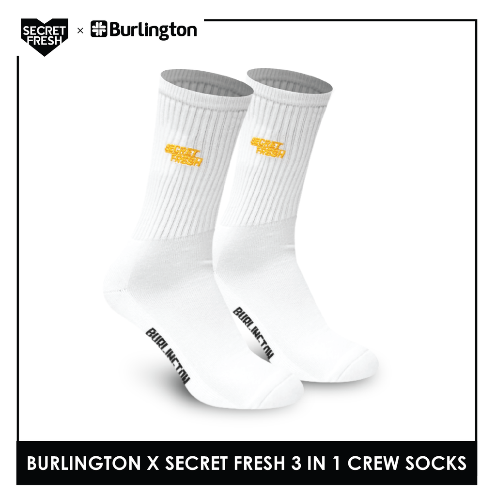 Burlington BMSSE1101 Mens' Cotton Lite Sports Crew socks X Secret Fresh Pack of 3 (6566426902633)