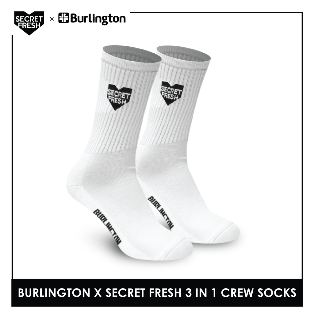 Burlington BMSSE1101 Mens' Cotton Lite Sports Crew socks X Secret Fresh Pack of 3 (6566426902633)