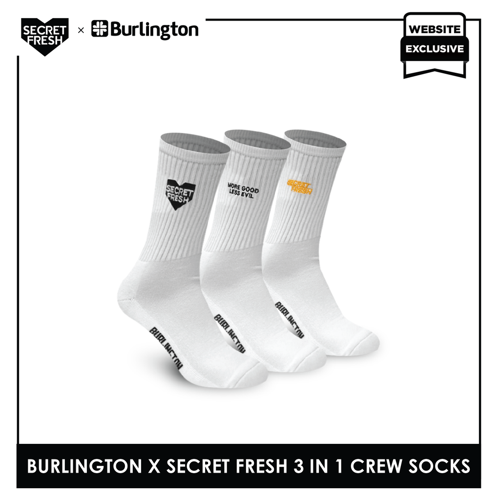 Burlington BMSSE1101 Mens' Cotton Lite Sports Crew socks X Secret Fresh Pack of 3 (6566426902633)