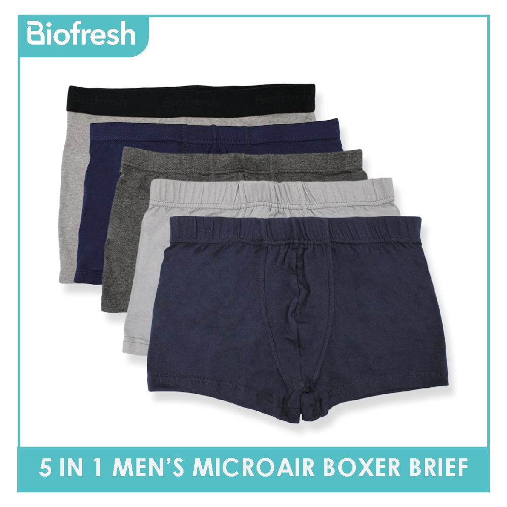 Biofresh Men's OVERRUNS Cotton Breathable Boxer Brief 5 pieces in 1 pack  OUMBBGCO1 (Limited Time Offer)