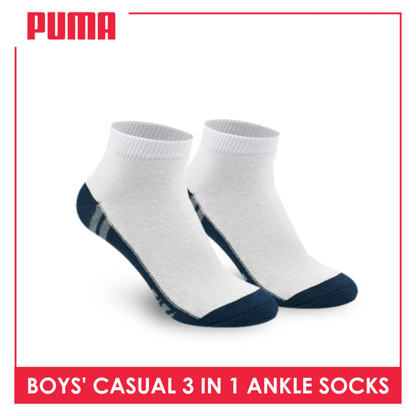 Puma Boys’ Cotton Lite Casual Ankle Socks 3 pairs in a pack PBCKG18