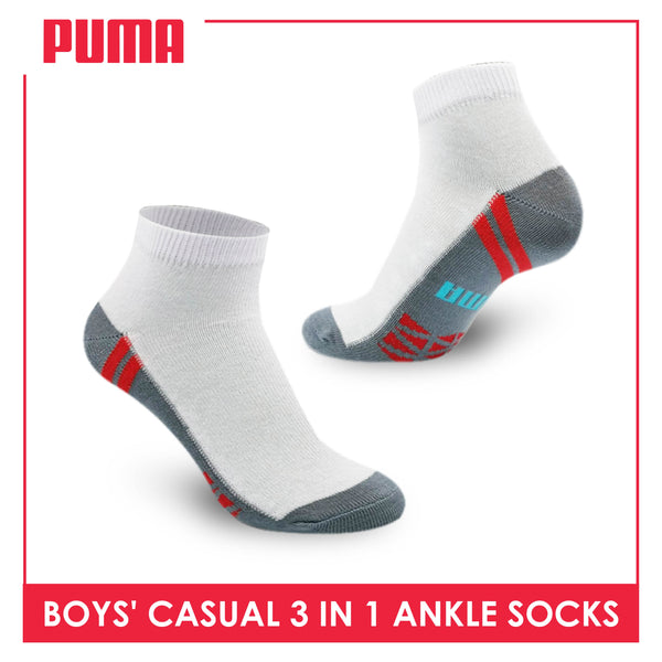 Puma Boys’ Cotton Lite Casual Ankle Socks 3 pairs in a pack PBCKG18