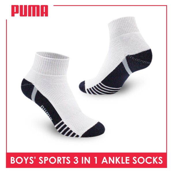 Puma Boys’ Cotton Thick Sports Ankle Socks 3 pairs in a pack PBSKG17