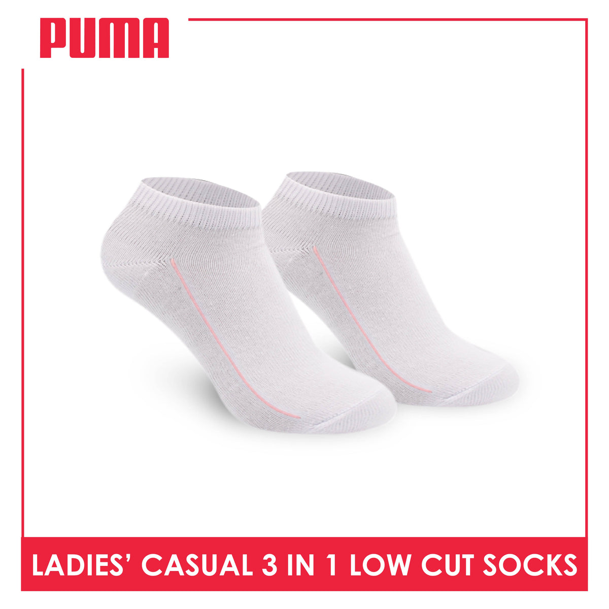 Puma Ladies' Cotton Lite Thin Casual Low Cut Socks 3 pairs in a pack PLCKG12