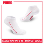 Puma Ladies' Cotton Lite Thin Casual Low Cut Socks 3 pairs in a pack PLCKG12