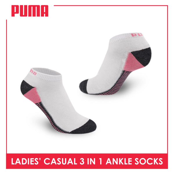 Puma Ladies' Cotton Lite Casual Ankle Socks 3 pairs in a pack PLCKG9
