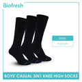 Biofresh Boys' Antimicrobial Cotton Knee High Lite Thin Casual Socks 3 pairs in a pack RCKHG1