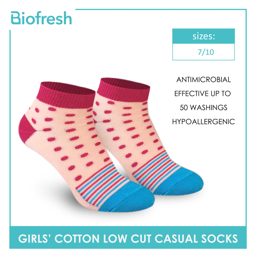Biofresh RLCKG33 Ladies' Antimicrobial Odor Free Cotton Low Cut Lite Casual  Socks 3 pairs in a pack