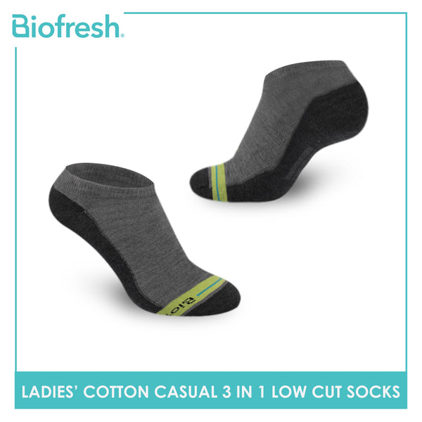 Biofresh Ladies’ Antimicrobial Cotton Lite Casual Low Cut Socks 3 pairs in a pack RLCKG36