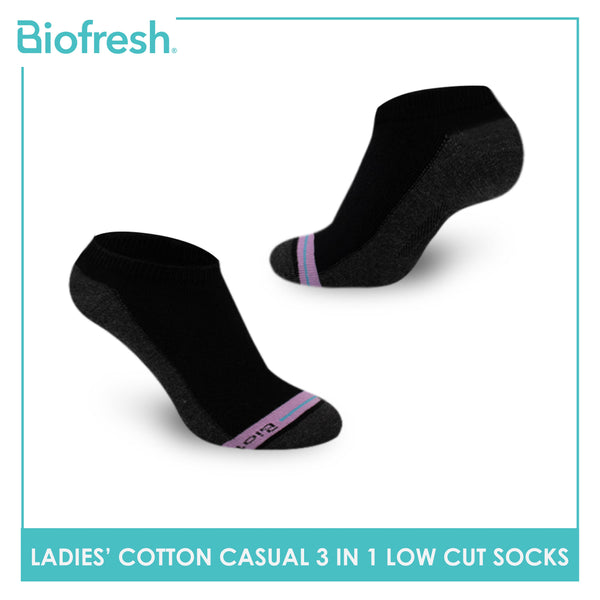 Biofresh Ladies’ Antimicrobial Cotton Lite Casual Low Cut Socks 3 pairs in a pack RLCKG36